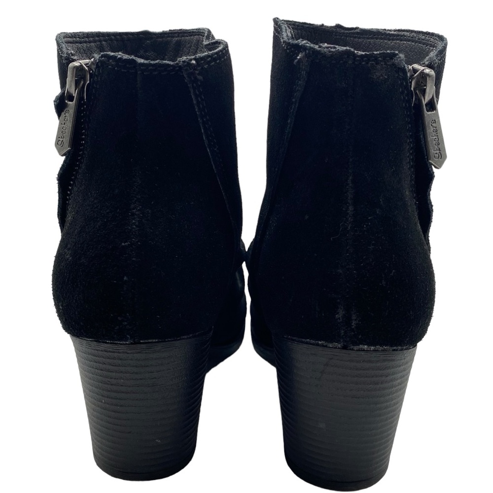 Skechers Womens Shoes Sz 7 Black Vegan Suede Heeled Ankle Casual Comfortable - Picture 6 of 13